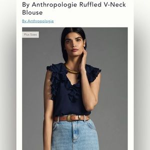 Anthropologie Ruffled V-Neck Blouse